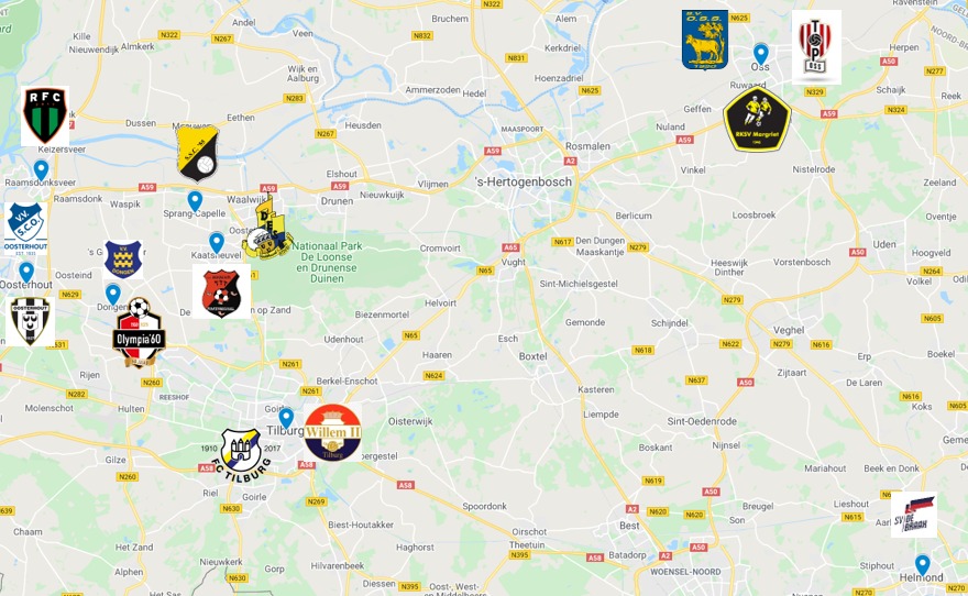 Mooie competitie indeling voor VV Oosterhout Zaterdag 1. We blijven binnen de Brabantse landsgrenzen!