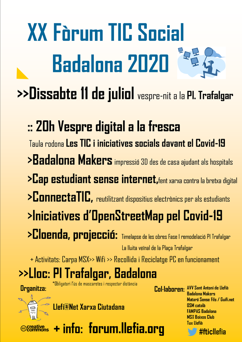 GuanyemBDN's tweet photo. ☝️Aquest dissabte no us perdeu el XX #fTICLlefia amb @llefia, @BadalonaMakers, @CapEstudiant, @OSMcatala i #ConnectaTIC a la Plaça Trafalgar, #Badalona https://t.co/6k4bYYTuLO