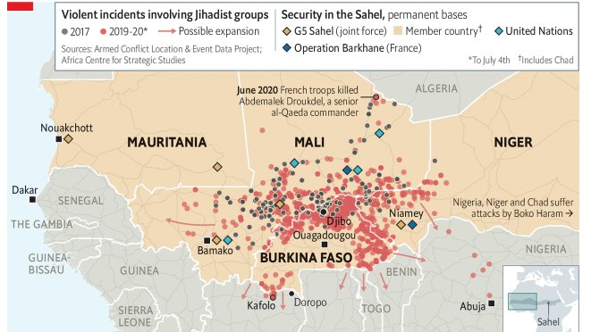 Worse, the jihadists are expanding in three directions at once. To the south they threaten Benin,  #Ghana, Ivory Coast and Togo, to the west  #Senegal and Mauritania, and to the east toward Nigeria's own jihadist groups. Thanks to  @ACLEDINFO & my colleague  @p_lloydy for this