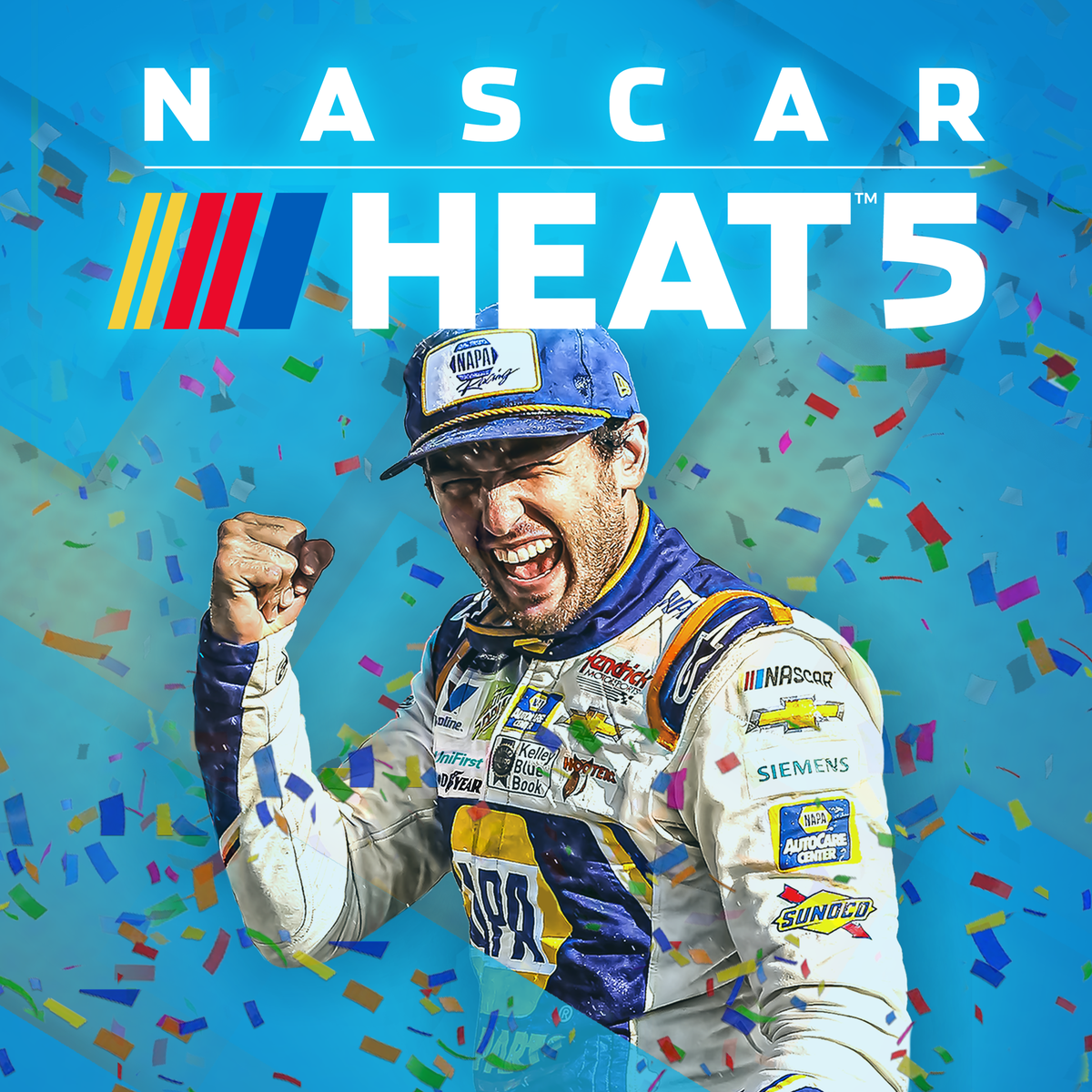 The new #NASCARHeat5 game, featuring @chaseelliott on the cover, is officially out! 🔥 To celebrate, we are giving away two downloadable copies of the game. Like and RT for a chance to win! 🎉