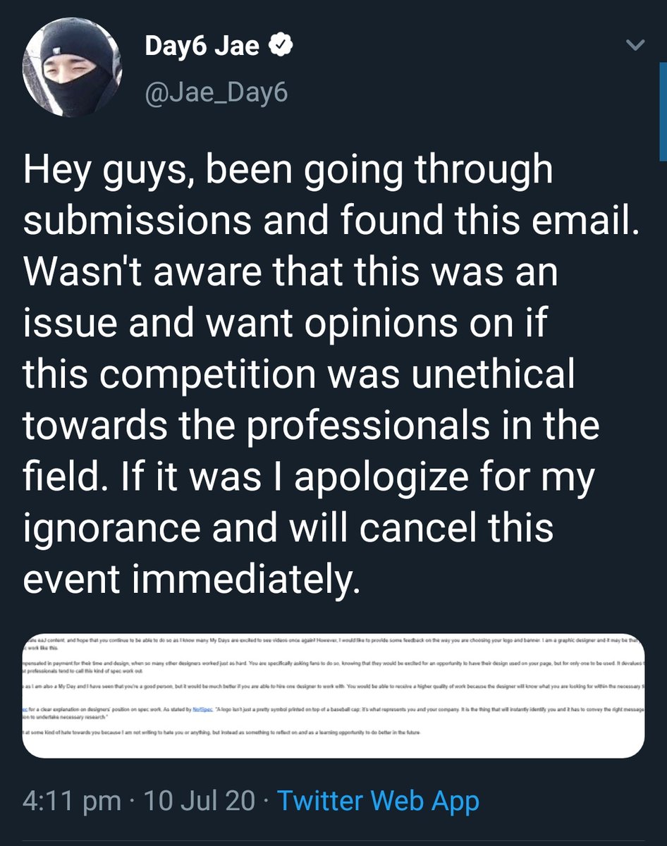 JAE BEING CONSIDERATE AS PER USUAL  he couldve ignored that email but no, he open-mindedly asked for everybody's opinions and took time to read and let himself be educated... he's aware that he's a person that doesn't know everything and is always ready to sit and learn 