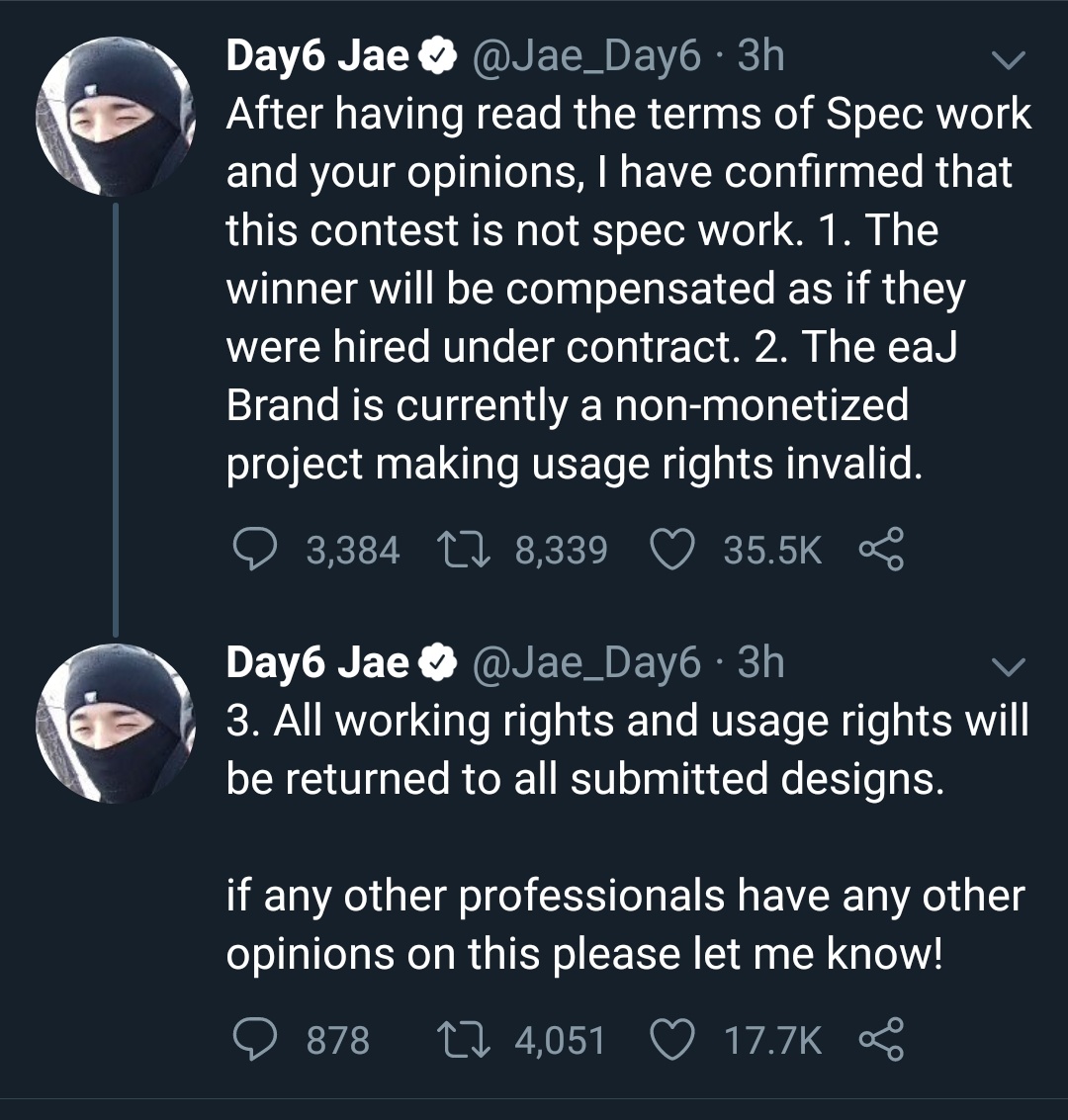 JAE BEING CONSIDERATE AS PER USUAL  he couldve ignored that email but no, he open-mindedly asked for everybody's opinions and took time to read and let himself be educated... he's aware that he's a person that doesn't know everything and is always ready to sit and learn 