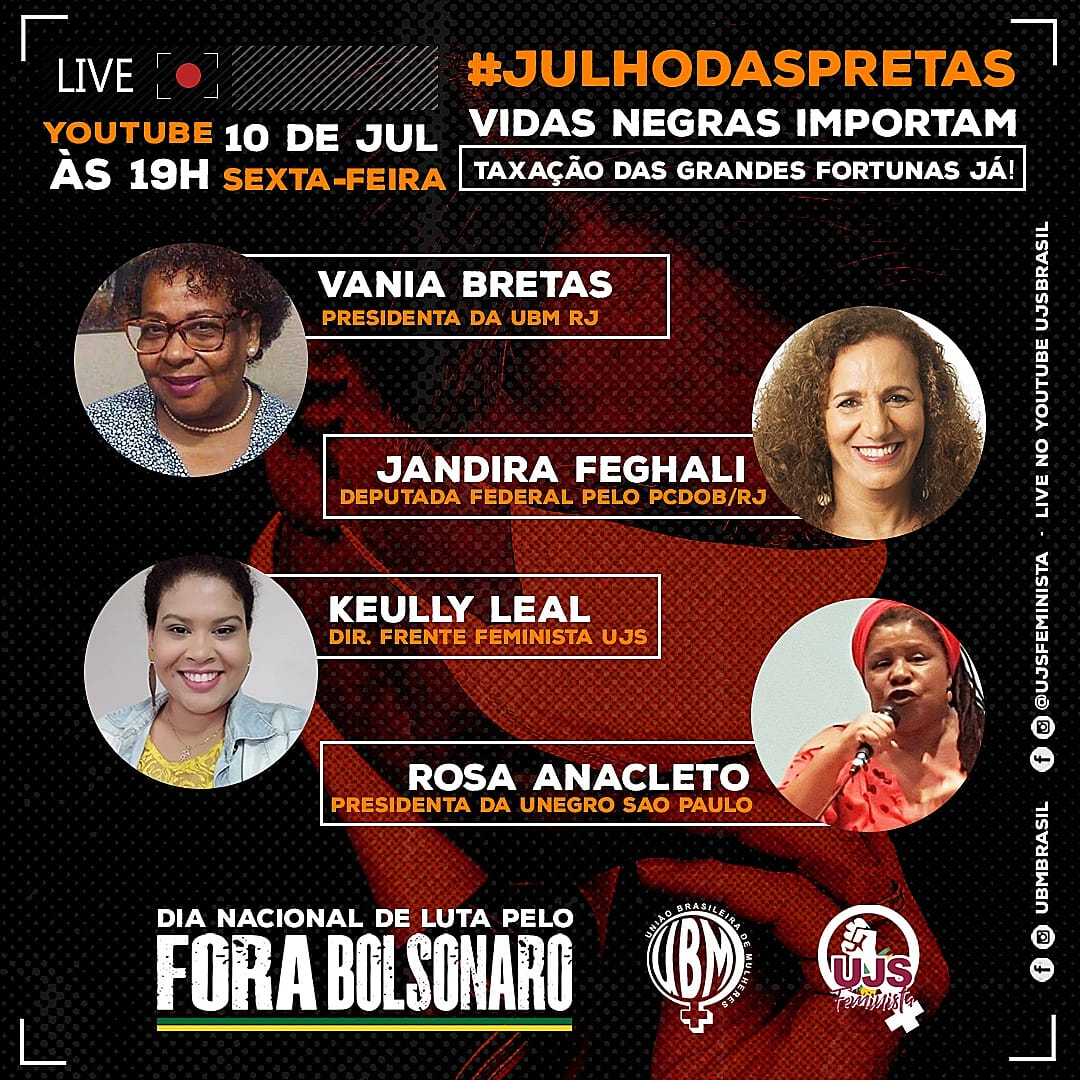 pcdob_oficial's tweet photo. #JULHODASPRETAS • VIDAS NEGRAS IMPORTAM: TAXAÇÃO DAS GRANDES FORTUNAS JÁ!
ASSISTA EM NOSSO FACEBOOK:
https://t.co/H6zmqluQYZ
.
#taxaçãodasgrandesfortunasjá #forabolsonaro #mulheresderrubambolsonaro #elenão #ubmbrasil #feminismoliberta #julhodaspretas #mulheresnegras https://t.co/gQXAq1mEzH