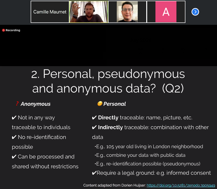 But what does it even mean for data to be: • personal • anonymous • pseudonymous  @fmrwhy discusses all of that in the context of brain imaging at  #TORW2020