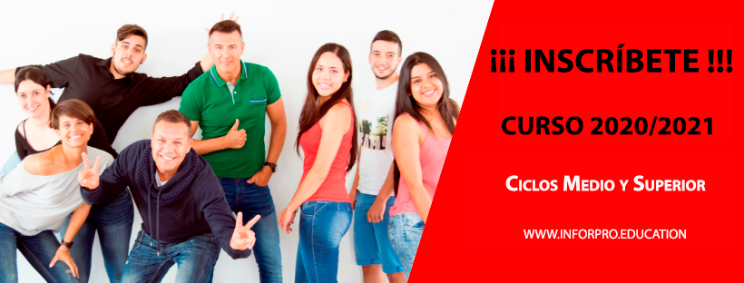 InforproFP's tweet image. Aprovecha y no te quedes sin tu plaza, inscríbete en los diferentes ciclos y modalidades que ofertamos…. 
inforpro.education 👉 apartado Inscripción Ciclos FP

Contacta con nosotros a través de:
atencionalcliente@inforpro.education 
📞928-22-06-03, Extensión 202