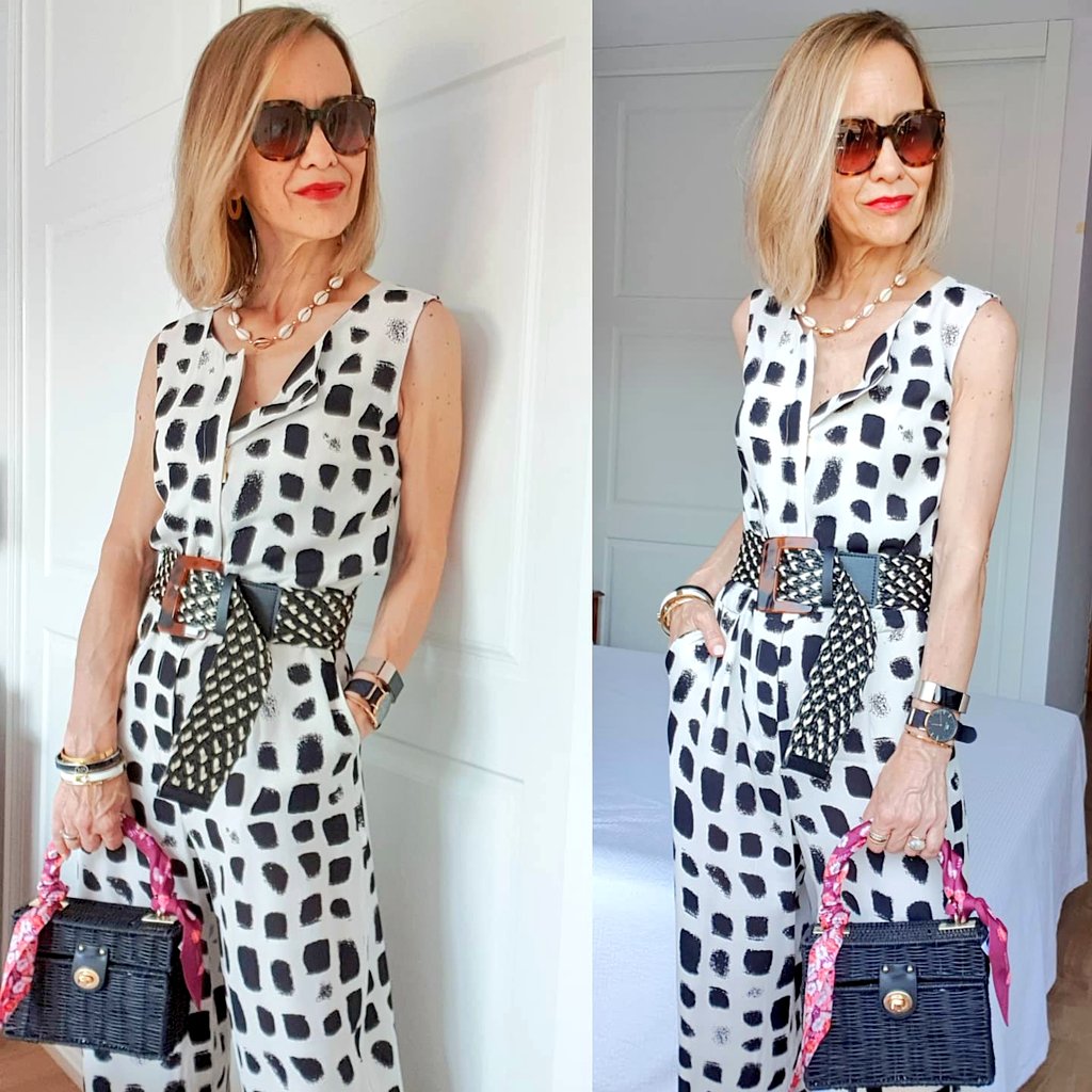 Dressed down a jumpsuit! 🖤⚪🖤
.<a href="/massimodutti/">Massimo Dutti</a> jumpsuit 
.<a href="/ZARA/">ZARA</a> belt &amp; bag
.<a href="/Furla/">Furla</a> scarf 
.<a href="/Coach/">Coach</a> sunglasses &amp; bracelets 

#ladytrends #OOTD #jumpsuit #mystyle