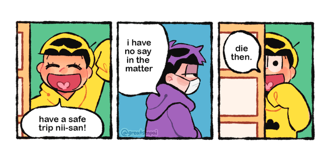 this joke has probably been made a million times already w/ them but still. suuji energy #osomatsusan 