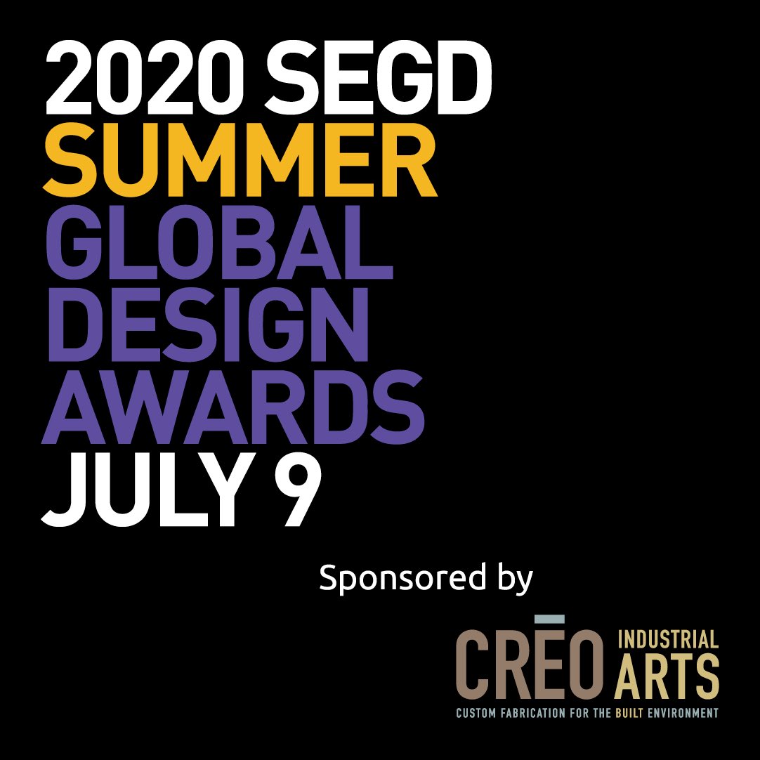 2020 SEGD Global Design Awards next Thursday, July 9!
This year will be the first live broadcast of the Global Design Awards with four themed after-parties, and FREE admission. Thursday, July 9, from 6:30 p.m. - 9:30 p.m. EDT.
.
Grab your ticket today! segd.org/2020-segd-glob…