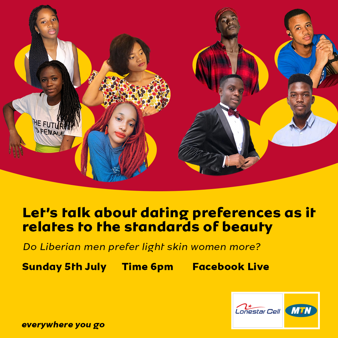 MTNlonestar's tweet photo. This is going to be interesting 🧐 This weeks topic on the Youth Live is dating preferences. Do Liberian men prefer light skin women more? Join us on Sunday at 6pm to find out. #YouthLive #Liberia #LIBWeekend https://t.co/4eg480pX7C