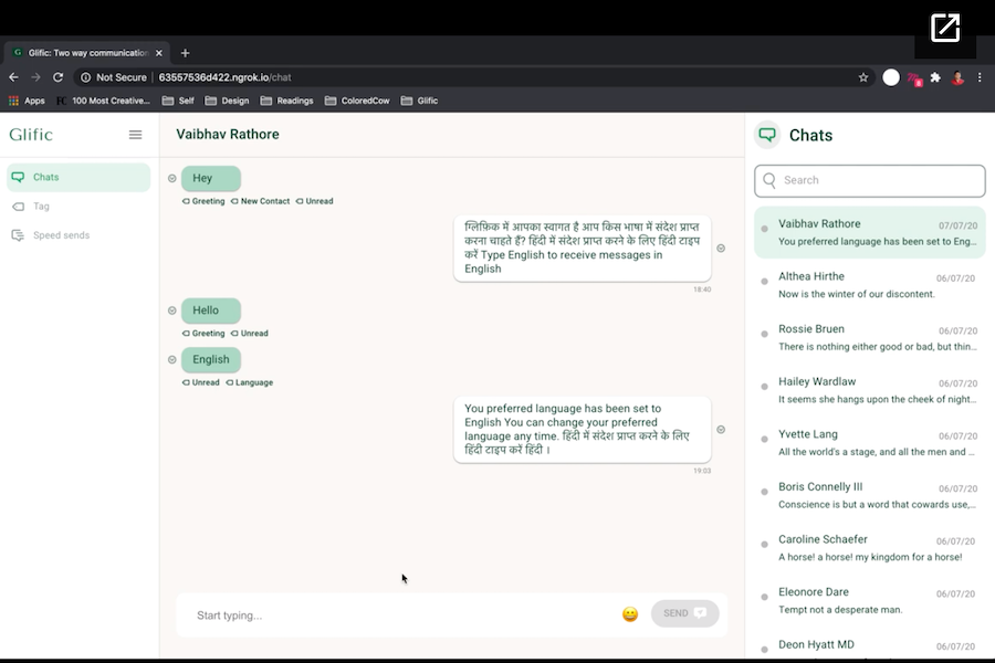 ColoredCowHQ's tweet photo. It's the best feeling to see the idea we’ve been working on come to life from discussions & prototypes to actual usable application. We're proud to release the first usable version of Glific. Watch the demo video👉https://t.co/X8yAEm3uIi
#OpenSource #TwoWayCommunication #Glific https://t.co/DzIt7WrvXa