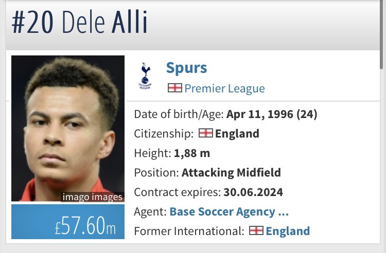 Departure #1Dele Alli  Everyone loves dele but we can’t keep waiting for him to rediscover his 2017 form, so it’s time for him to go. He’s still a young English talent so we could get between 45 and 60 million. I can imagine we may have to settle for around the 49mil mark.