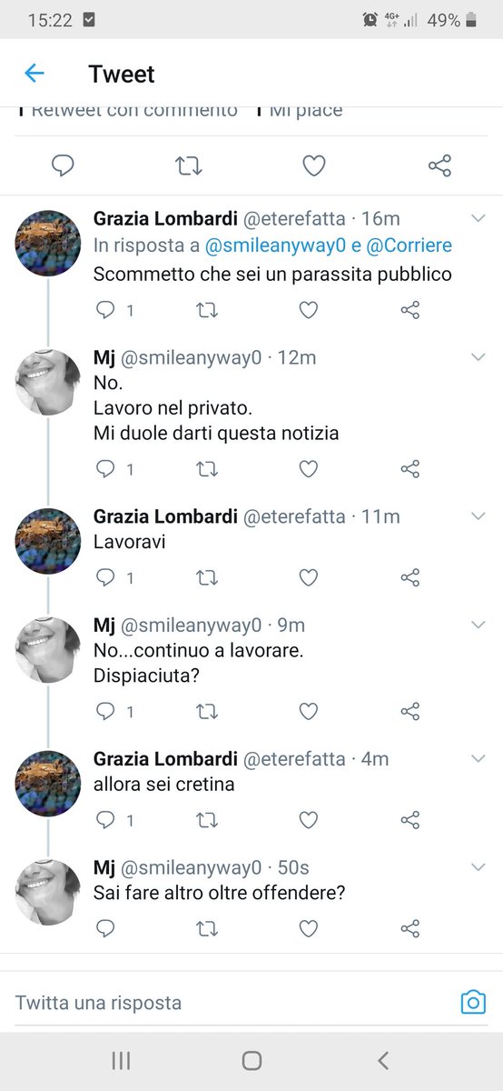 smileanyway0's tweet photo. Che noia le persone che sanno solo #offendere !!! https://t.co/Qp8Uy3awCU