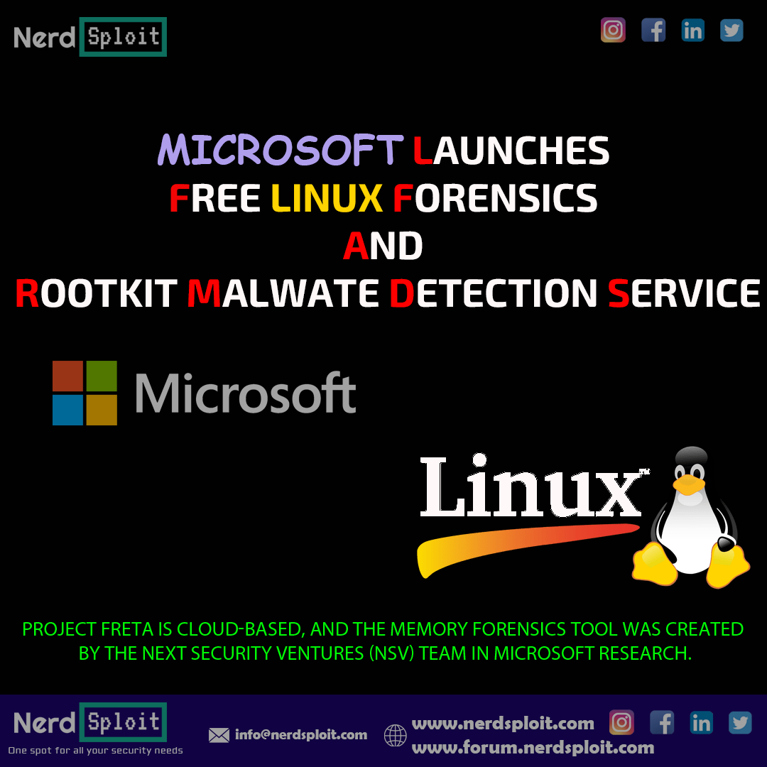 NerdsploitNS's tweet image. • Microsoft has revealed a new anti-malware service by the name of Project Freta.
 .
.

#microsoft #linuxforensics #malwaredetection #antivirus #antimalware #Linux #cybersecuirty #cyber #nerdsploit #malware #detectiondog #digital #digitalforensics #tool
