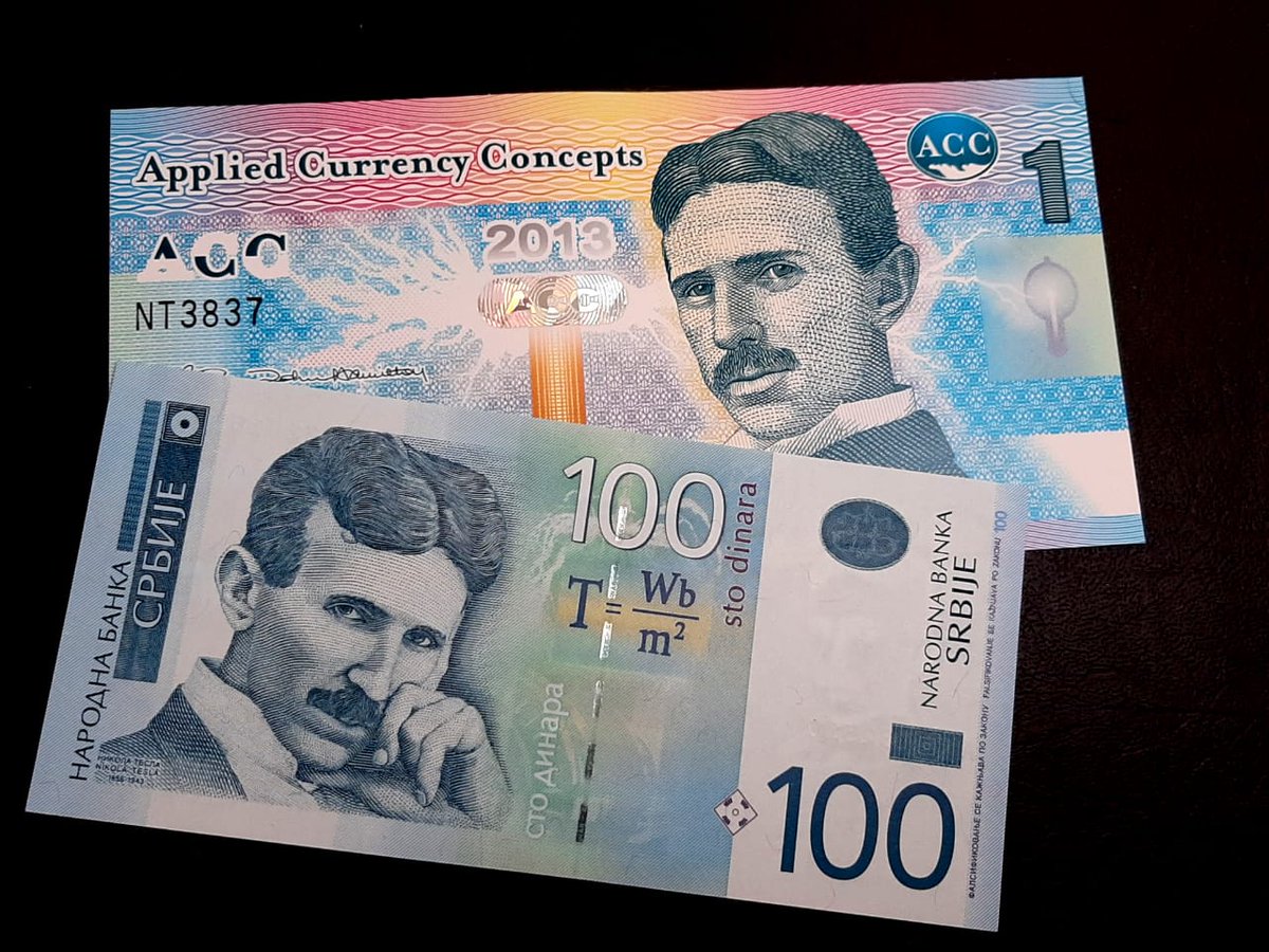 rodrigobravoa's tweet image. Un 10 de julio de 1856 nace en Smiljan, en la actual Croacia, Nikola Tesla, inventor eléctrico y mecánico, y físico; conocido mundialmente como “el hombre que iluminó el mundo”. Entre mi colección, dos billetes, uno serbio y otro de ficción en honor a este inventor. #Numismática