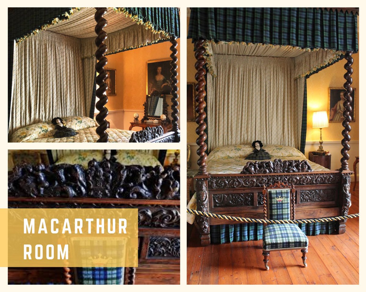 The eerie atmosphere centres on the elaborately carved bed, on which, legend suggests, a young Irish harpist was murdered by the Duke of Montrose’s men in 1644. Legend has it that when the bed was moved to the present castle, his spirit came too! #FeatureFridays @Historic_Houses