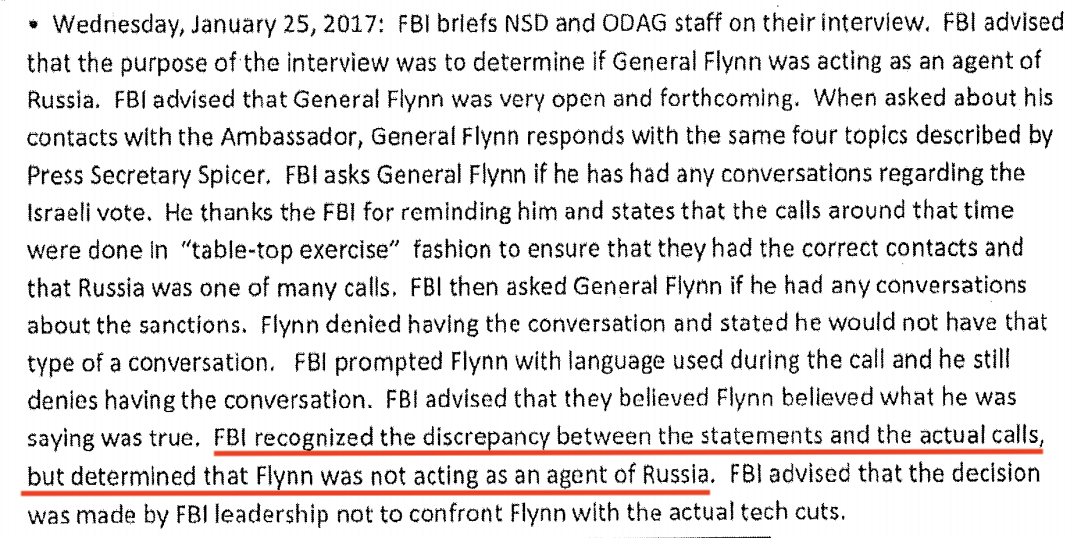 The NSD write-up of those notes--which was a draft, not a final document--translated that into FBI determining he was not a foreign agent. That's not what the FBI actually said.