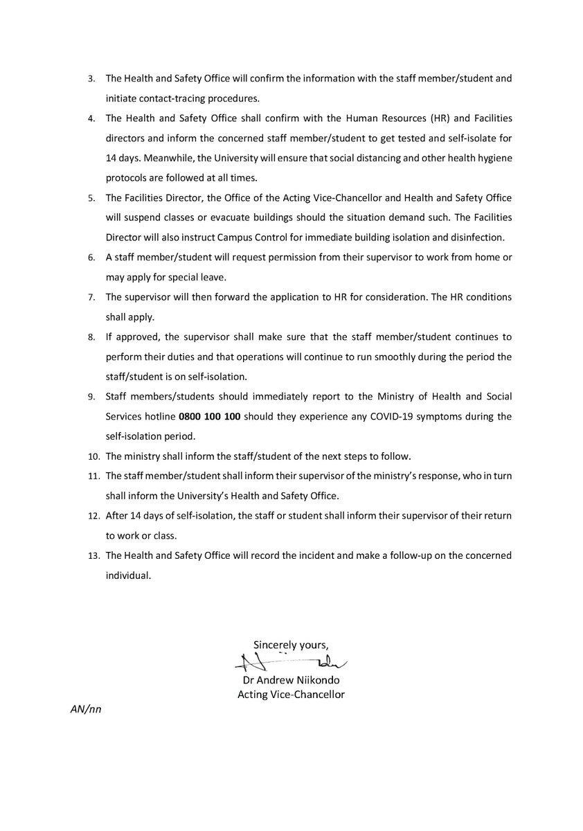 NUST would like to inform its campus community and the public that it has a presumptive case of COVID-19 involving a student who is currently in isolation. 

SEE ATTACHED FOR COMPLETE STATEMENT.