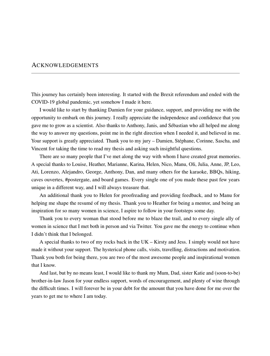 And to wrap up the acknowledgements of my thesis! There are so many people who made this journey incredible & gave me strength to continue, made me laugh, supported me & inspired me, so thank you! @RogueAstro  @JuliaVSeidel  @nicochunger  @TheHelenGiles  @KaryGri  @LouiseDyregaard
