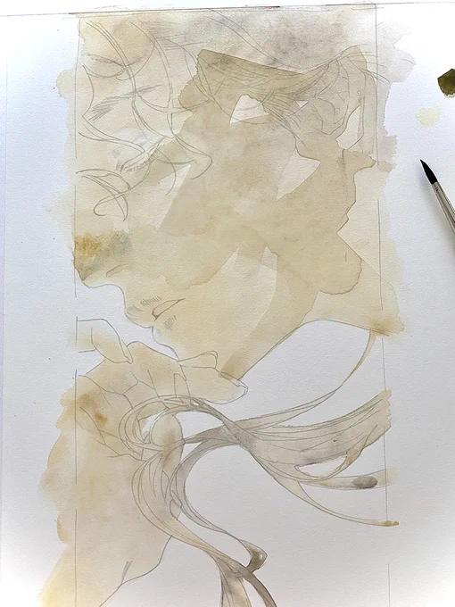 6:30 am #透明水彩 #絵墨 