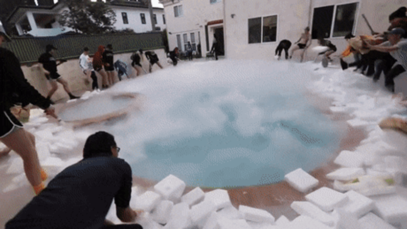 Also, don't be these people. Dry ice in water looks fun...oooh, clouds..but remember the density of CO2? It will settle on the surface of the water, displacing air. PEOPLE HAVE DIED DOING THIS!