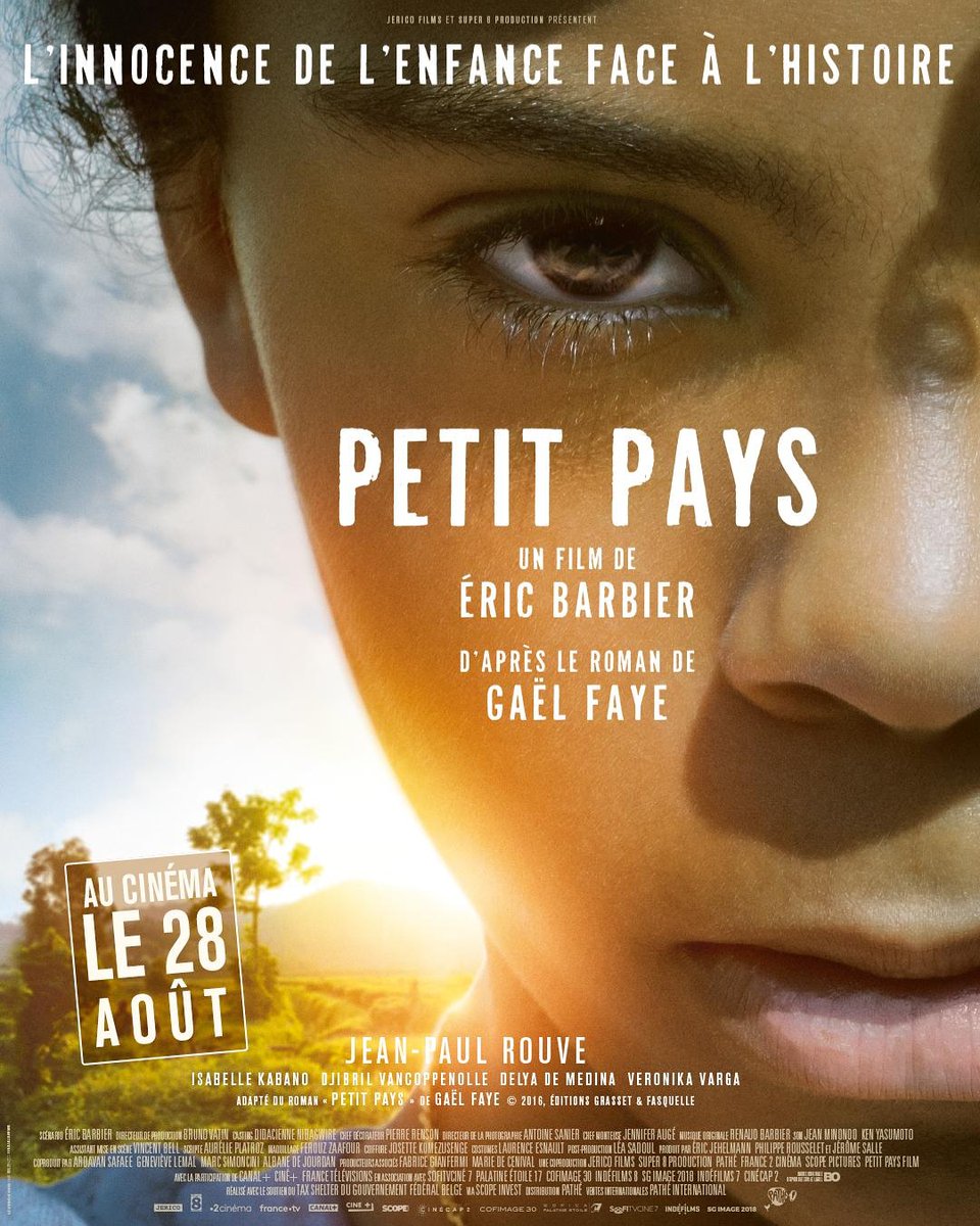 Je suis très heureux de vous annoncer que #petitpayslefilm réalisé par Éric Barbier et adapté de mon roman du même nom sortira (enfin!) au cinéma le 28 août prochain 🎉

Deuxième bonne nouvelle, le film est sélectionné en compétition au <a href="/FFAngouleme/">Film Francophone à Angoulême</a>  🎬🎥

#Burundi #Rwanda