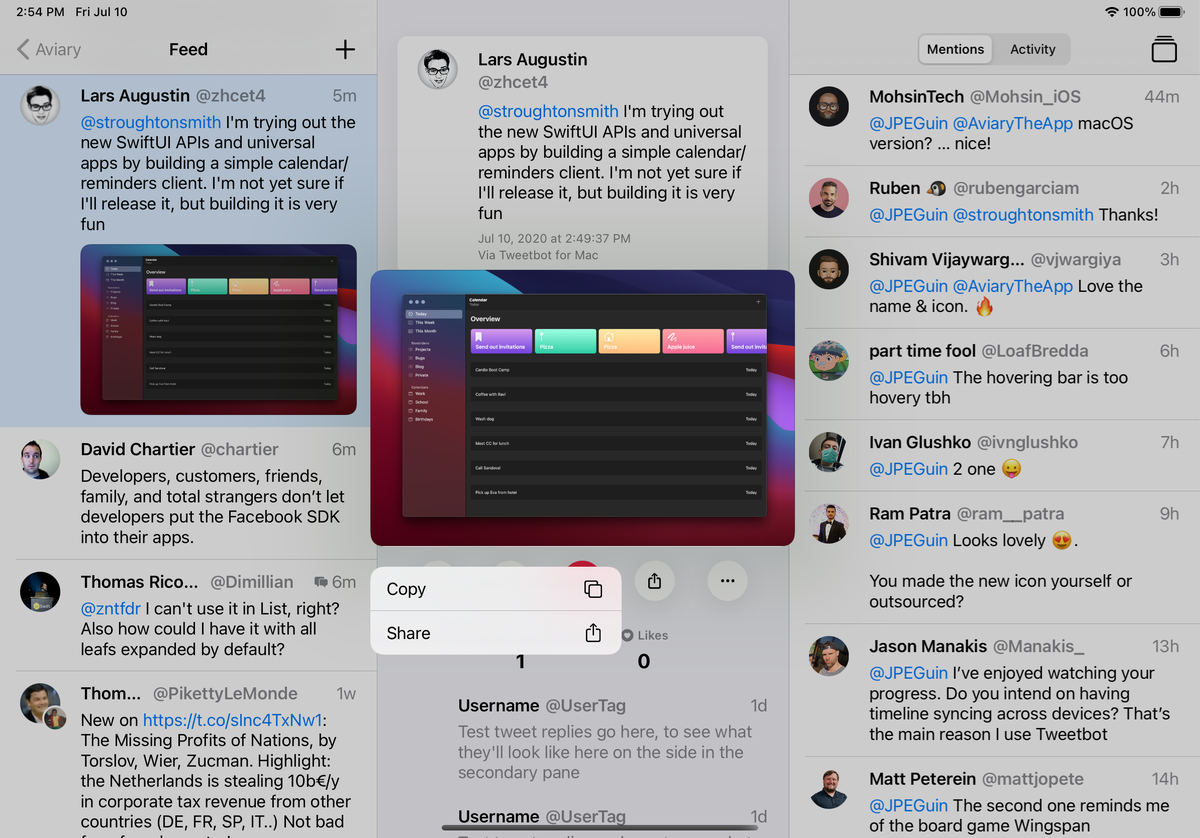 All images in my new Twitter app now have context menus for quick actions (follow  @AviaryTheApp to be kept up to date).