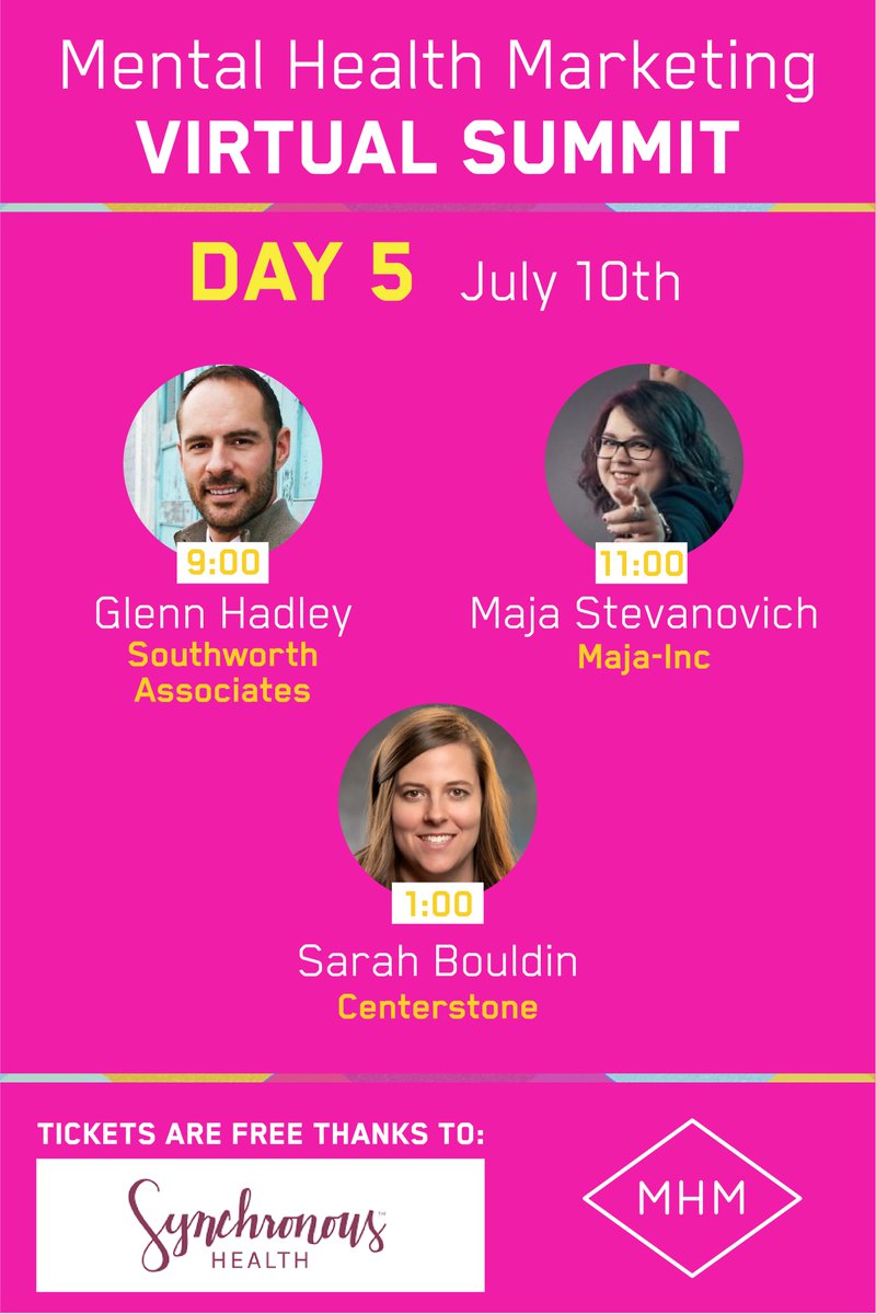 Day 5 and end of year 5! Come lear about alumni marketing, communication, and COVID-19 digital strategies.

#mentalhealth #marketing #mhm2020