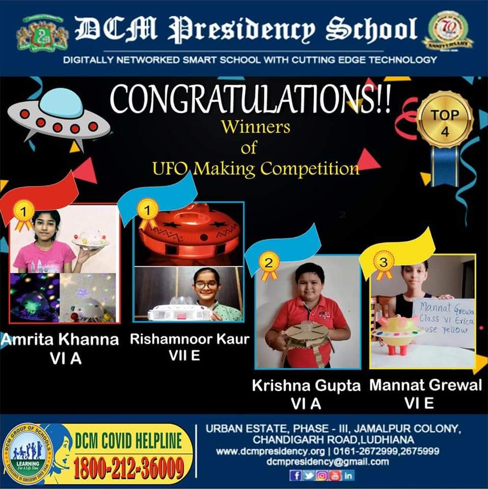 DCMPresidency's tweet image. Most awaited results of Inter House UFO Making Competition is out !!!!!

#ClassV
#ClassVI 
#ClassVII

Congratulations to all the winners 👏 and a big hand to all the participants .