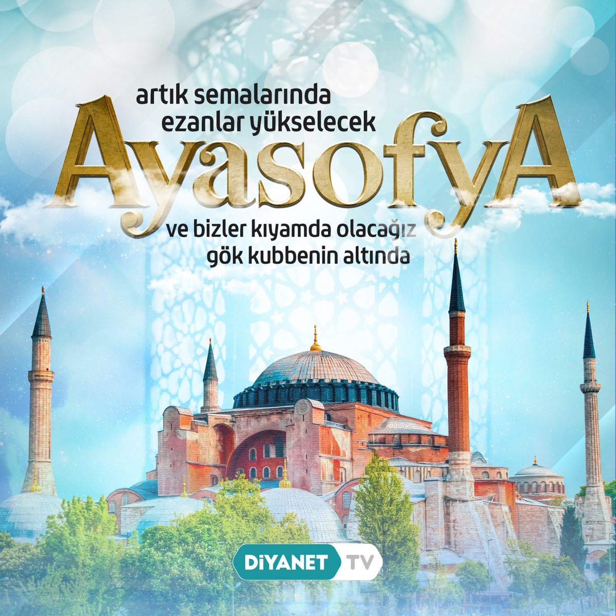 Artık semalarında ezanlar yükselecek Ayasofya...

Ve bizler kıyamda olacağız gök kubbenin altında...

#AyasofyaCamii