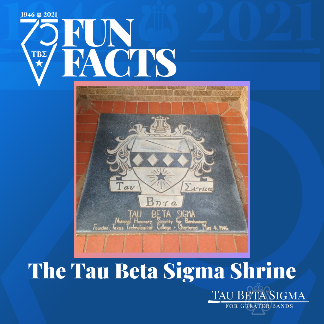 TauBetaSigma's tweet photo. As we near our 75th Anniversary, we will be sharing some fun facts about our wonderful organization.  

On May 10, 1969, the National Shrine for Tau Beta Sigma was unveiled at Texas Tech University. The shrine is located in front of the music building!

#TBSFunFactFriday https://t.co/2I0E8XcbEw