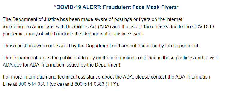 12/ Additionally, the ADA also put out a separate statement on their website warning about these fake cards  https://www.ada.gov/covid-19_flyer_alert.html