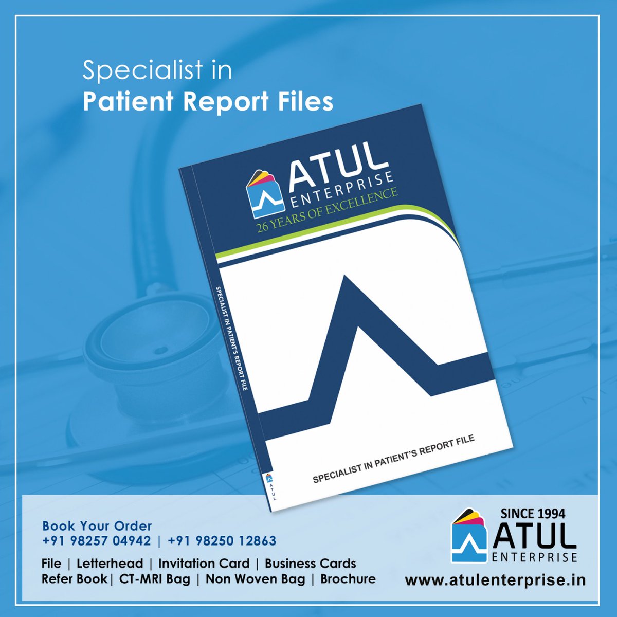 Atul_Enterprise's tweet photo. Specialist in PATIENT REPORT FILES
For order call : +91 98257 04942 | +91 98250 12863

#atulenterprise #specialistsinpatientsreportfile #allofprintingsolutionunderoneroof #printingcompany #printingcompanyinahmedabad #since1994 #25yearsofexcellence #doctorsfilespecialist https://t.co/n72UYOjGMq