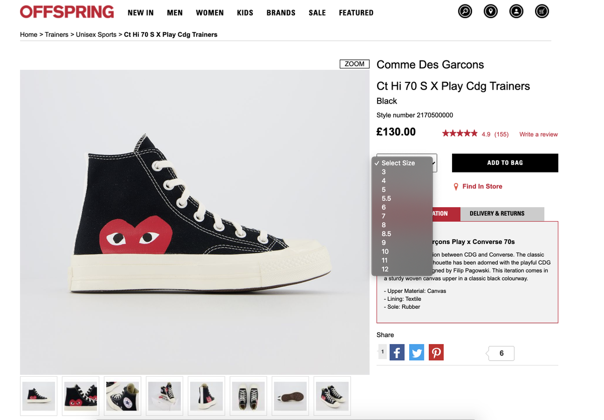 offspring cdg converse