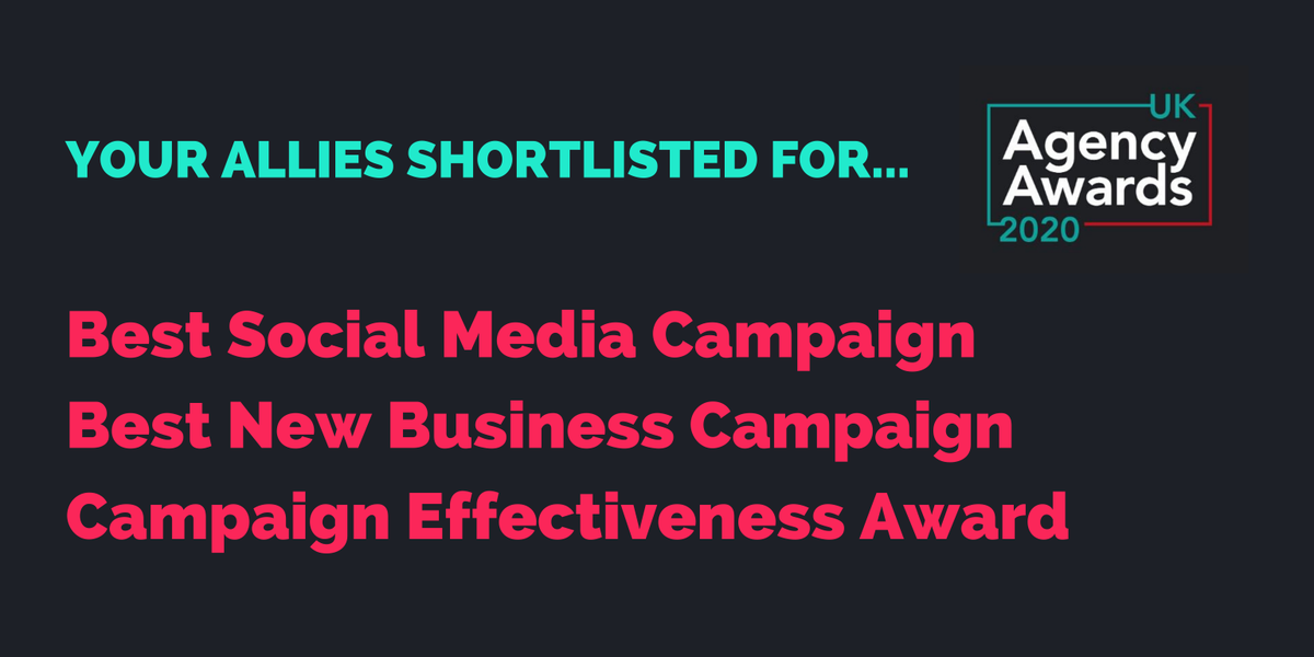 !!BREAKING NEWS!! Your Allies has been shortlisted for 3 categories at the UK Agency #Awards 2020. Pleased as punch to be recognised for the #socialselling  campaign we ran for Lyreco - which we enjoyed immensely. Now, to wait to hear who's won in Sep20!
buff.ly/2W0AO0f
