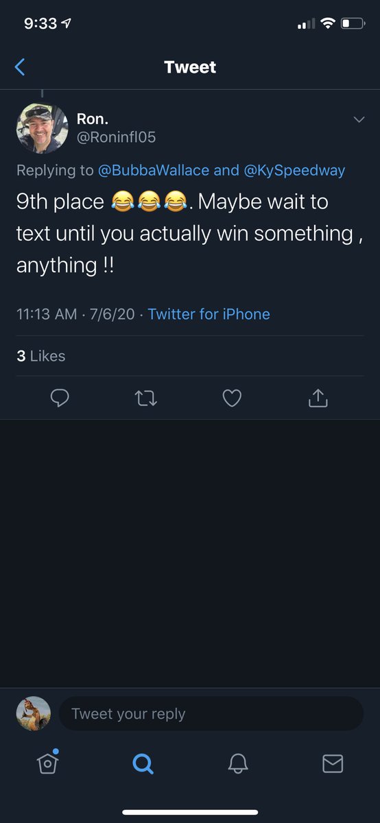 When  @BubbaWallace finishes 9th he gets comments like this...