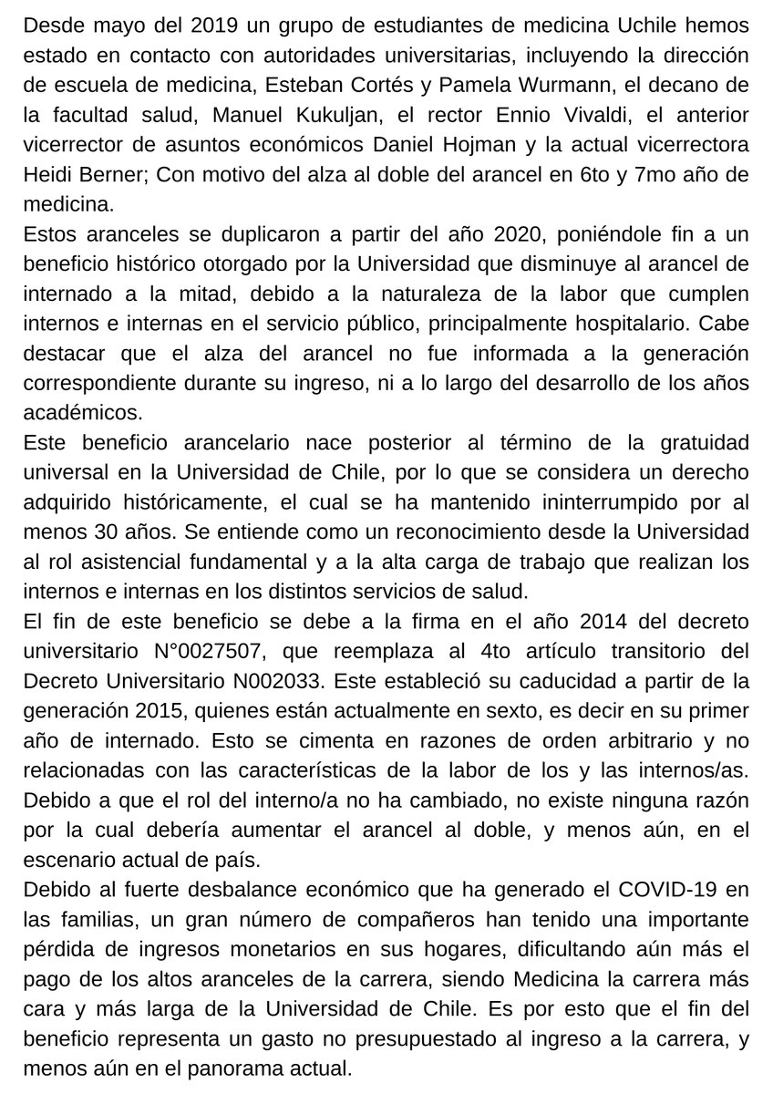 josefinank's tweet photo. Carta abierta sobre el alza de aranceles de la Uchile a los internos de medicina:
#LaUChileAbandona https://t.co/uwT13y804y