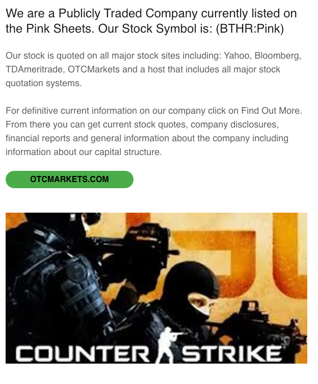 TradingGuy2's tweet image. $BTHR  
We are a development stage company was, incorporated in Florida on July 28, 2009, as Bella Petrella&apos;s Holdings, Inc., with headquarters in Sun City Center, Florida. (OTCPink: #BTHR
$MDXL #wsj #nytimes #business #ESPNPlus #IHub_StockPosts