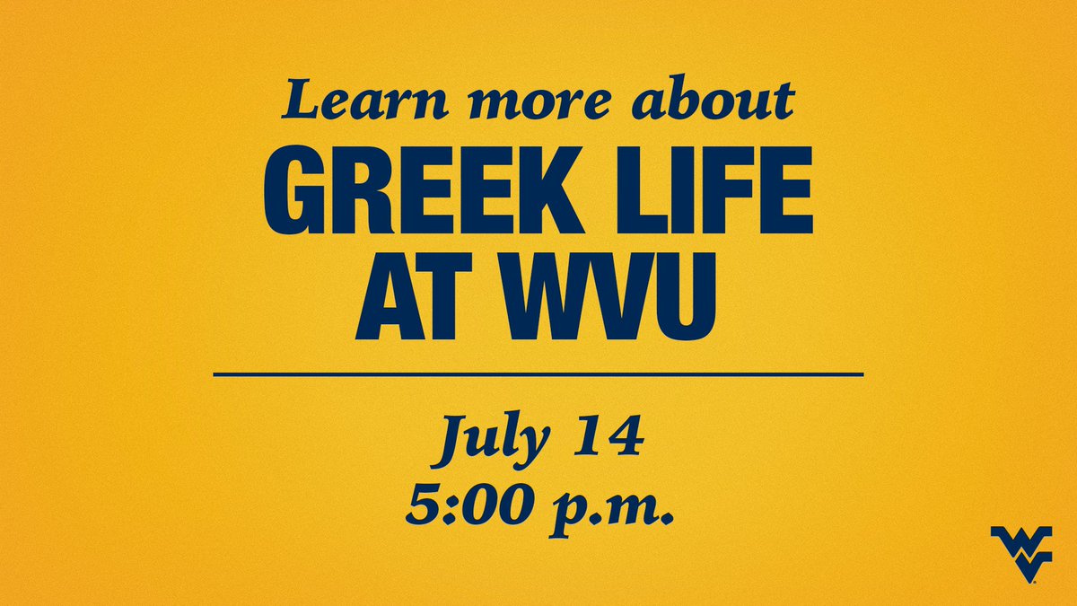🗣 Attention incoming students! Do you want to learn more about the vibrant fraternity and sorority community at WVU? Join staff and current Greek leaders next Tuesday at 5pm during #WVUNSO! Registration info is included in the graphic!