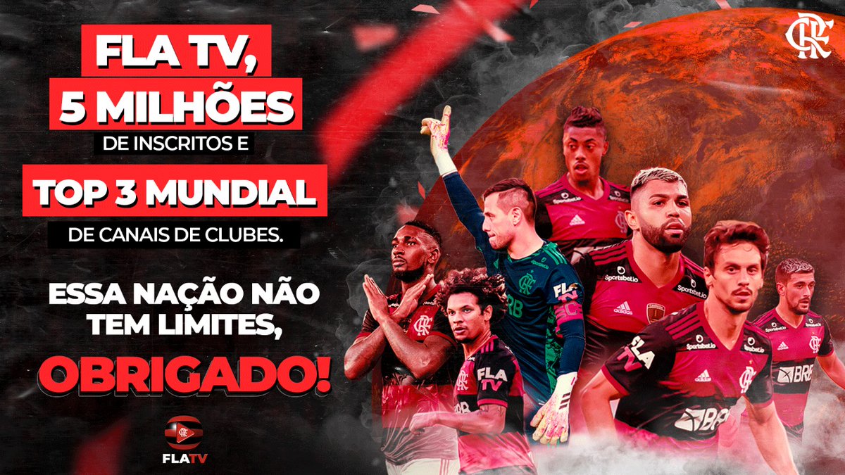 emershowsantos's tweet photo. CINCO MILHÕES DE INSCRITOS NA #FLATV 🔴⚫
Agradecer demais a torcida rubro-negra que sempre faz a sua parte 🙏
Vamos passar o Real Madrid até quarta-feira?
Quem topa curte e dá aquele RT!!!
É PRA COMEMORAAAAAAR ❤️🖤 https://t.co/P5sfUYgGlH