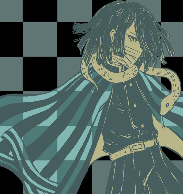 ｖｉｎ ✦ｃｒｏｗｓ Doujima C15さんがTwitterに投稿した伊黒小芭内(鬼滅の刃)のイラスト。