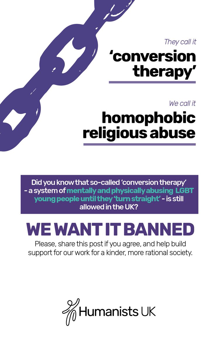 Humanists_UK's tweet photo. They call it conversion therapy. We call it homophobic religious abuse. We want it banned by Government. RT to raise awareness of our campaign and help put an end to this disgraceful practice. https://t.co/DXNQeBw2ow