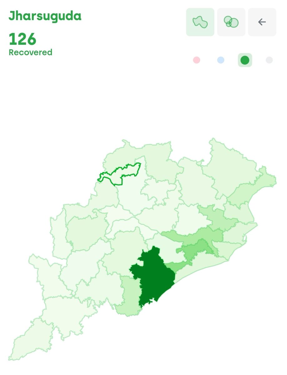 barik_surendra's tweet image. #JharsugudaCoronaUpdateMap

#ConfirmedCase
#ActiveCase
#RecoveredCase
#Decesed

*Confirmed: 134*
*Active Cases: 8*
*Recovered: 126*
*Deceased: 0*
@CMO_Odisha
@dm_jharsuguda 
@SPJharsuguda 
@HFWOdisha 
@IPR_Odisha 
@nabadasjsg 
@sureshkpujari 
@PIBBhubaneswar