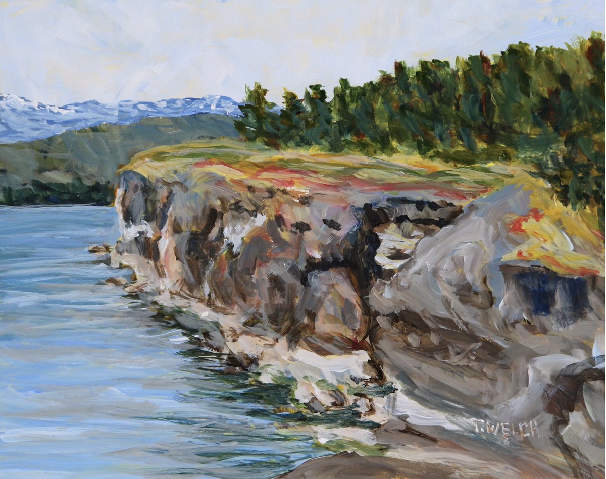 terrillwelch's tweet photo. Sold - Helliwell Cliff on Hornby Island by Terrill Welch, Acrylic on gessobord panel, 8 x 10 inches. #HelliwellPark #art #pleinair #westcoast #HornbyIsland #landscapepainting #TerrillWelch #CanadianArt https://t.co/InLGErwgOU