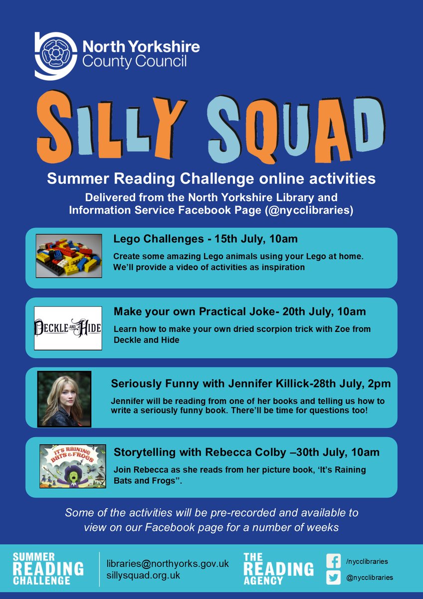 There are some great #SummerReadingChallenge2020  online events coming up via @nycclibraries facebook page. Lego Challenges, author <a href="/JenniferKillick/">Jennifer Killick</a> and storytelling with Rebecca Colby.