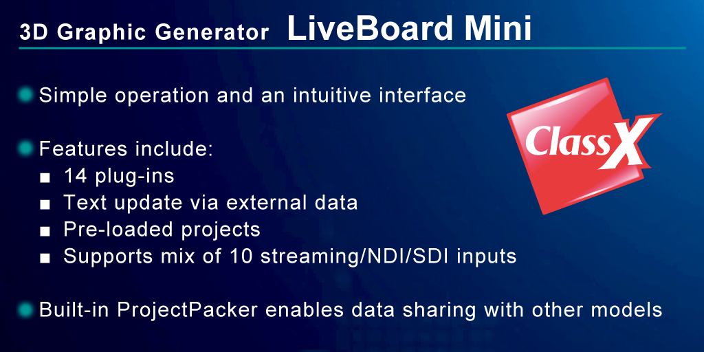 PipelineCHS's tweet image. Now included with HVS switcher purchase, free license for @classxdev LiveBoard Mini #graphics playout software. GUI software included. Mini supports mix of 10 streaming/NDI/SDI inputs. Registration required. Contact FOR-A for activation. #videoproduction bit.do/lbminit