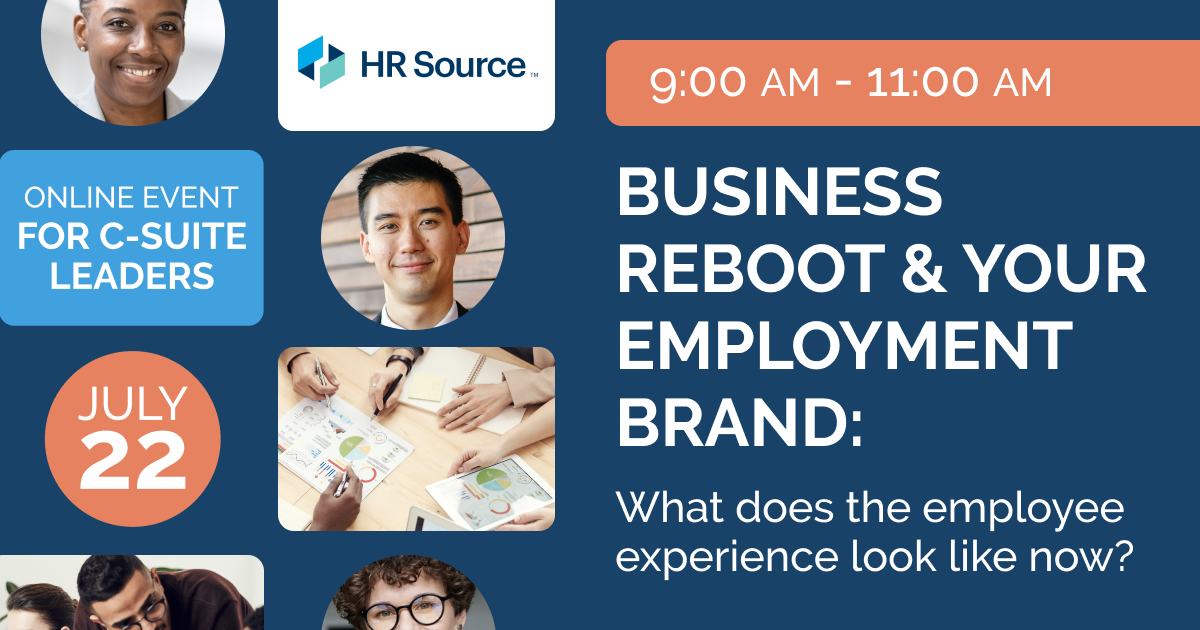 Business Reboot &amp; Your Employment Brand - As you continue to lead your company through these uncertain times, your brand reputation is more important than ever. Join us on July 22nd as our CEO <a href="/kathysteele/">Kathy Steele</a> leads this @HRSource_org interactive webinar! bit.ly/3esmaWz