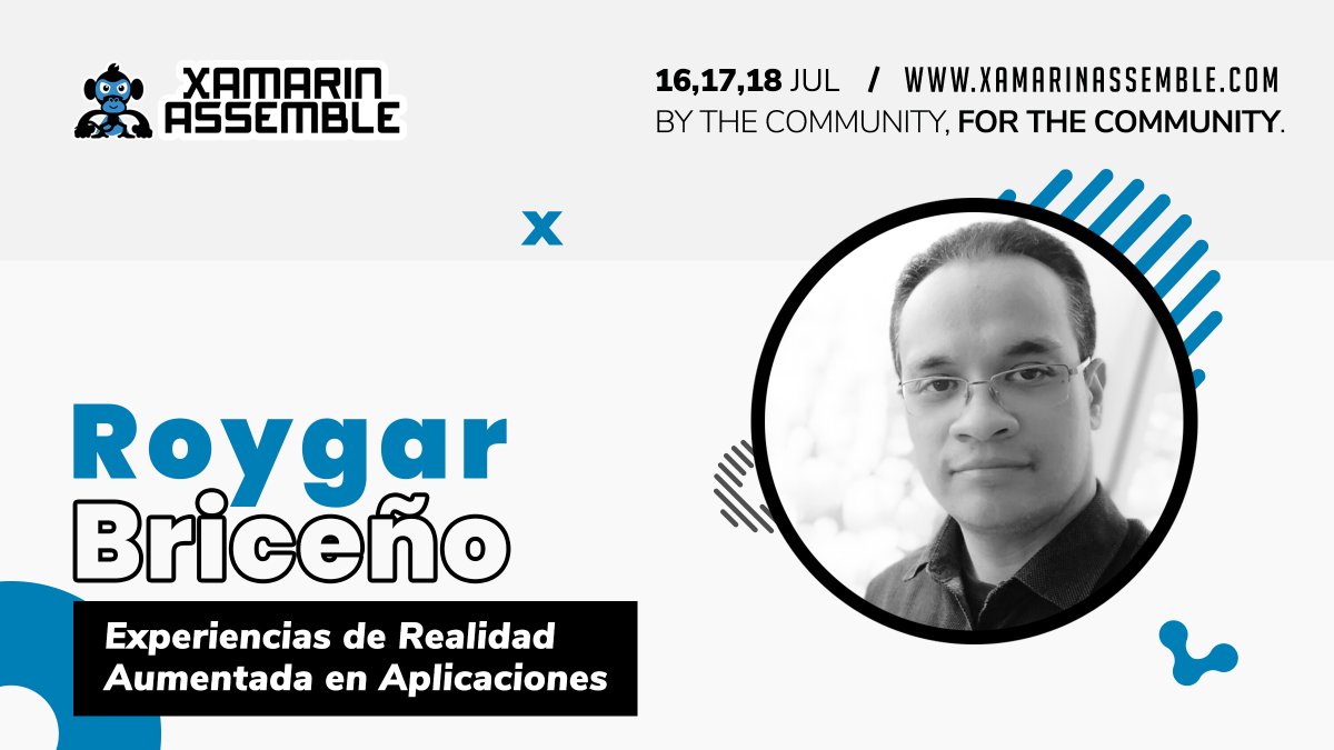 🐒 <a href="/roygarbriceno/">Roygar Briceño</a> enseñará conceptos básicos de Realidad Aumentada y las diferentes tecnologías que nos permitirán crear experiencias que sean incluso persistentes y multiusuario.

#xamarin #dotnet <a href="/xamarinhq/">Xamarin</a> <a href="/xamarinevents/">Xamarin Events</a>