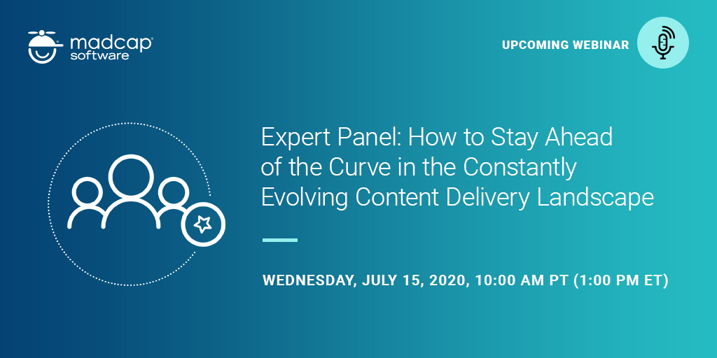 MadCapSoftware's tweet image. As change occurs, so do the needs and expectations our customers–whether it&apos;s to improve #UX, increase #ticketdeflection or strengthen collaboration with #SMEs (subject matter experts). Learn how to stay ahead of the curve! bit.ly/2VliS00