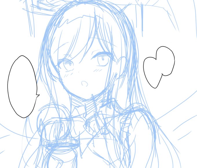 ラフ+線画 🌸 #イラスト #wip 