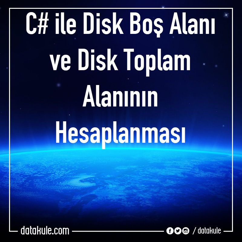 datakule's tweet photo. C# ile boş disk alanı ve diskin toplam alanını hesaplama yöntemleri... https://t.co/3GVwwjMD0Q https://t.co/AtRMfrinXi